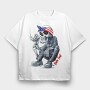 Skeleton Smoker Flag Eyes Rider Cast, Tricou Oversize Barbati (Unisex)