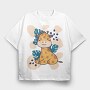 Baby Giraffe And Leaves, Tricou Oversize Barbati (Unisex)