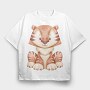 Baby Tiger Watercolor, Tricou Oversize Barbati (Unisex)
