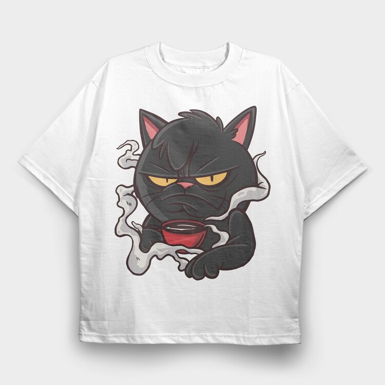 Bad Tempered Cat, Tricou Oversize Barbati (Unisex)