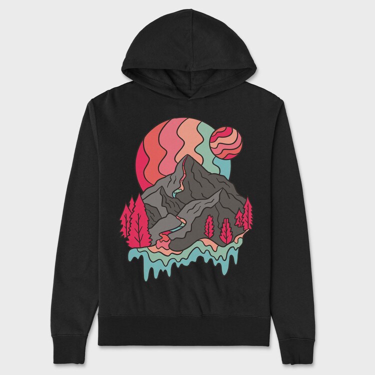 Mountain Rainbow Planets, Hanorac Oversize Barbati (Unisex)