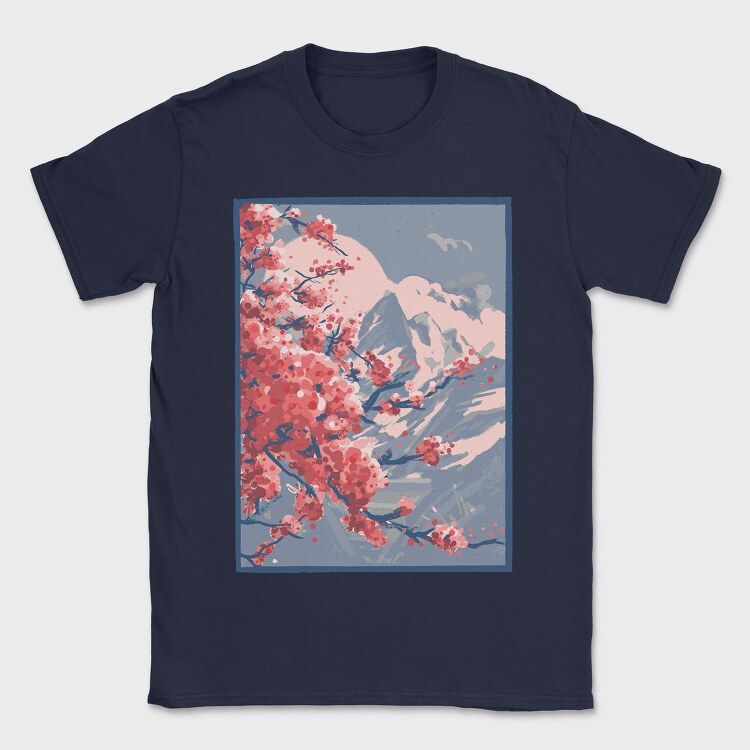 Sakura Mountains Paint, Tricou Barbati (Unisex)