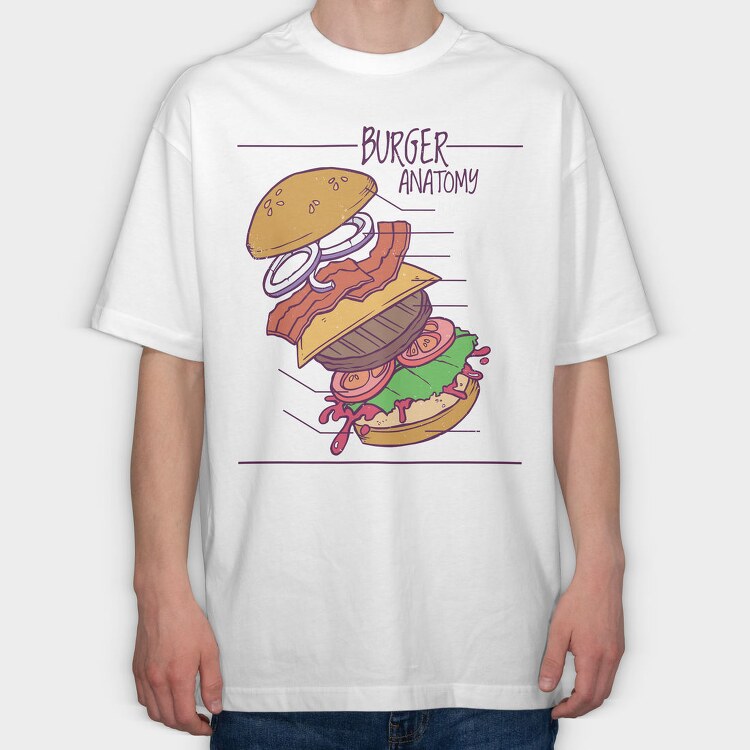 Burger Anatomy, Tricou Oversize Barbati (Unisex)