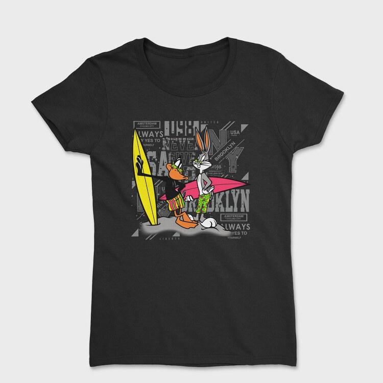 Sylvester Tweety Surfing Brooklyn Urban Art 99, Tricou Femei