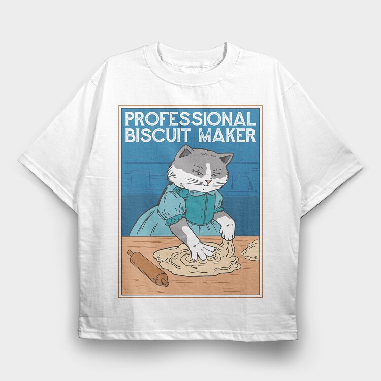 Baker Cat Biscuit Maker, Tricou Oversize Barbati (Unisex)