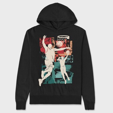 Baketball Silhouette Basketball, Hanorac Oversize Barbati (Unisex)