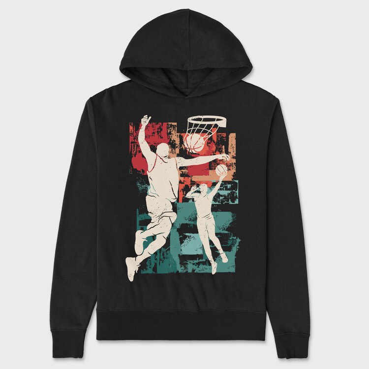 Baketball Silhouette Basketball, Hanorac Oversize Barbati (Unisex)
