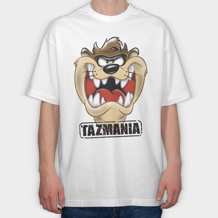 Tazmania Taz Anger Animal Eyes, Tricou Oversize Barbati (Unisex)