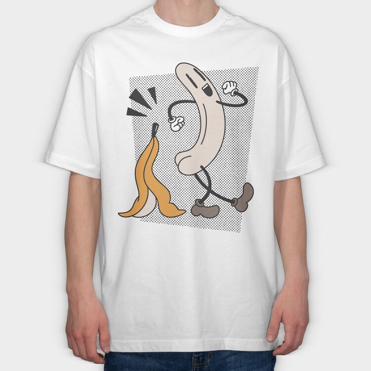 Naked Banana Retro, Tricou Oversize Barbati (Unisex)