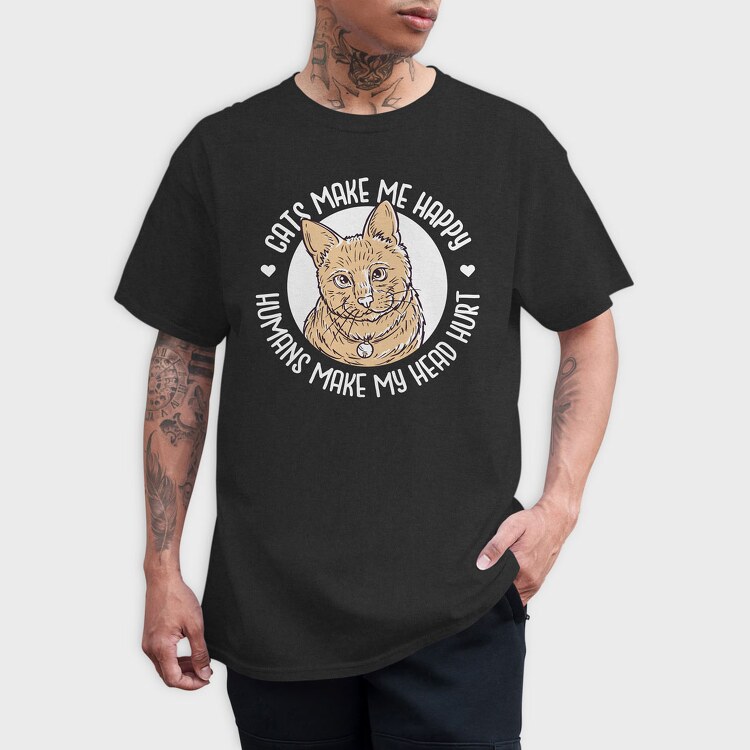 Cats Make Me Happy, Tricou Barbati (Unisex)