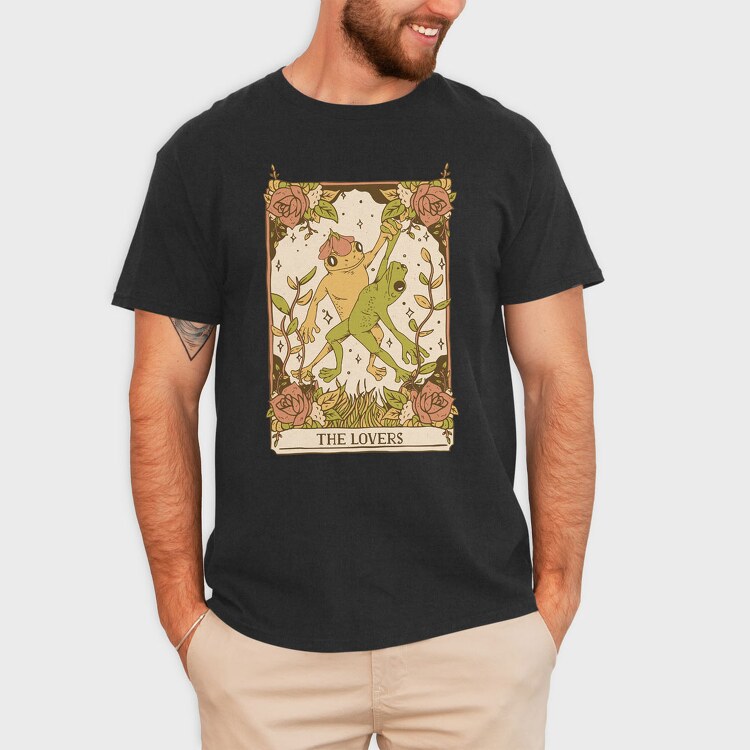 The Lovers Frog Tarot Card, Tricou Barbati (Unisex)
