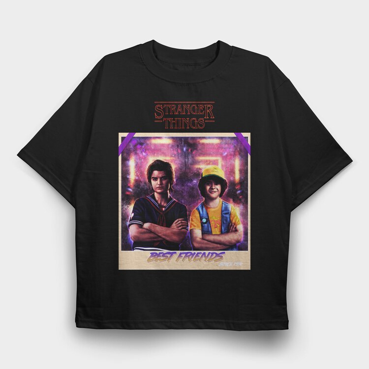 Stranger Things Best Friends, Tricou Oversize Barbati (Unisex)