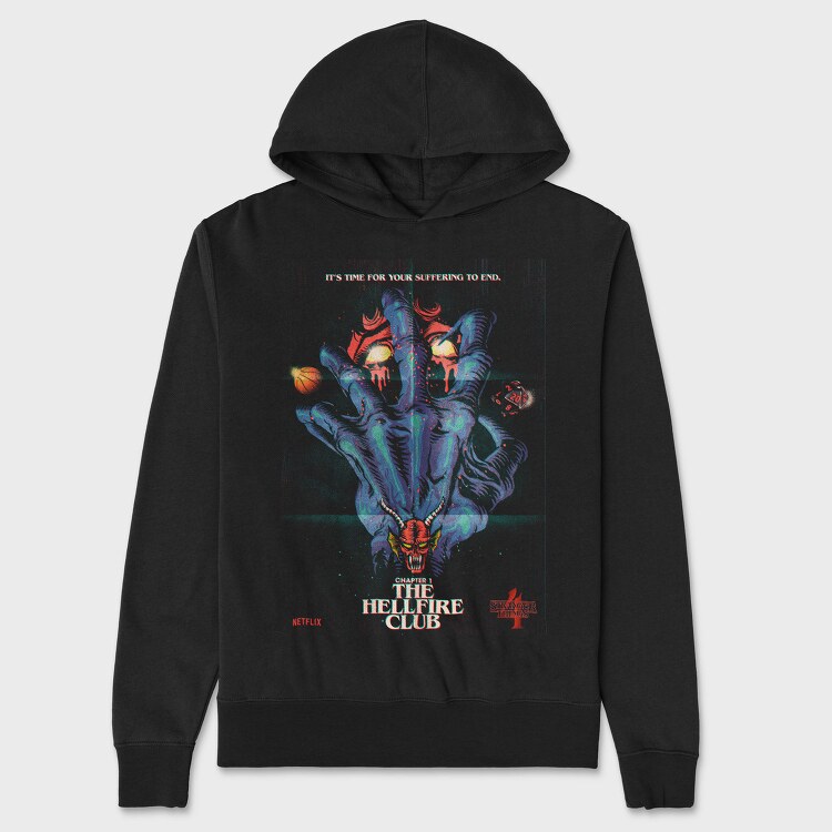 Stranger Things Hellfire, Hanorac Oversize Barbati (Unisex)