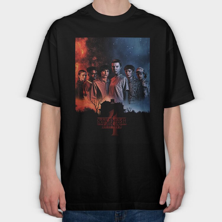 Stranger Things Squad, Tricou Oversize Barbati (Unisex)