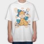 Baby Giraffe And Leaves, Tricou Oversize Barbati (Unisex)