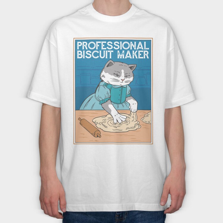 Baker Cat Biscuit Maker, Tricou Oversize Barbati (Unisex)