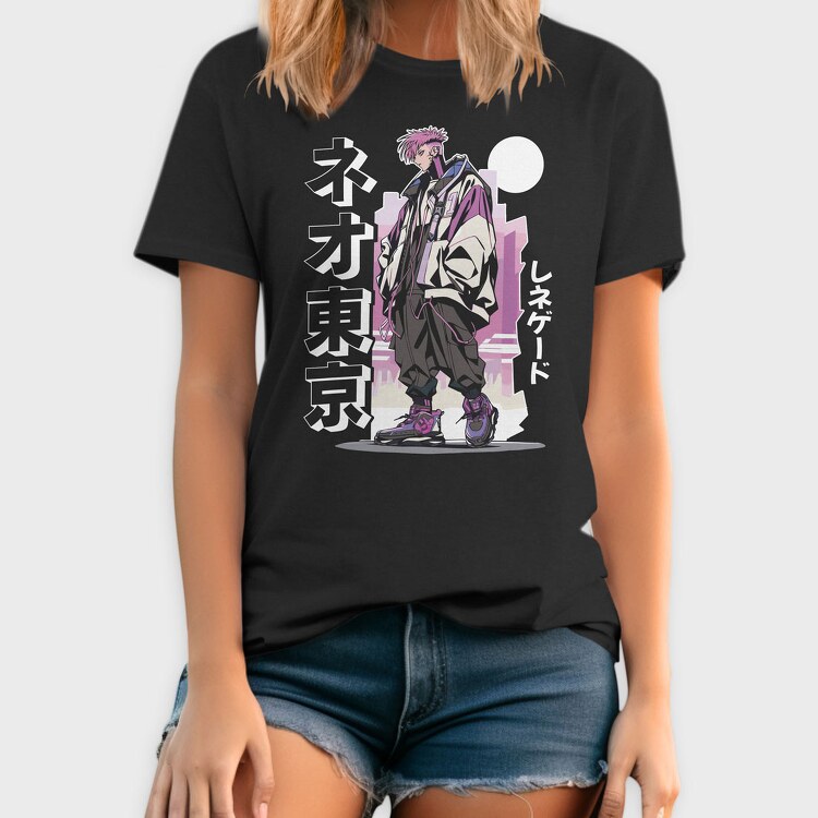 Anime Pink Hair Character, Tricou Barbati (Unisex)
