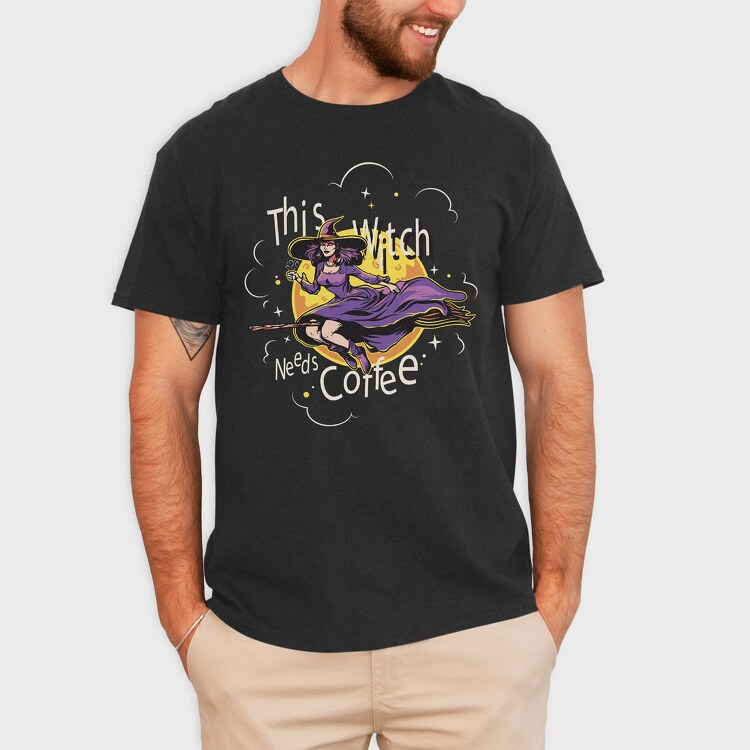 This Witch Needs Cofee, Tricou Barbati (Unisex)