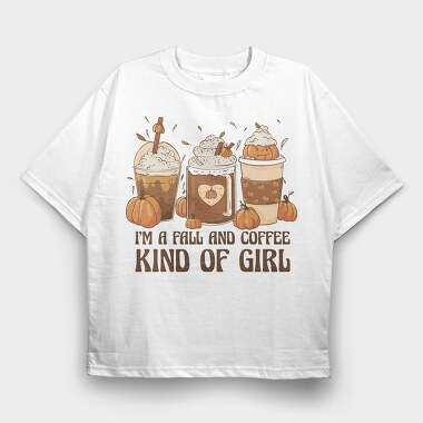 Autumn Coffee Drinks Fall And Girl, Tricou Oversize Barbati (Unisex)