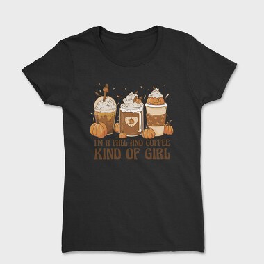 Autumn Coffee Drinks Fall And Girl, Tricou Femei