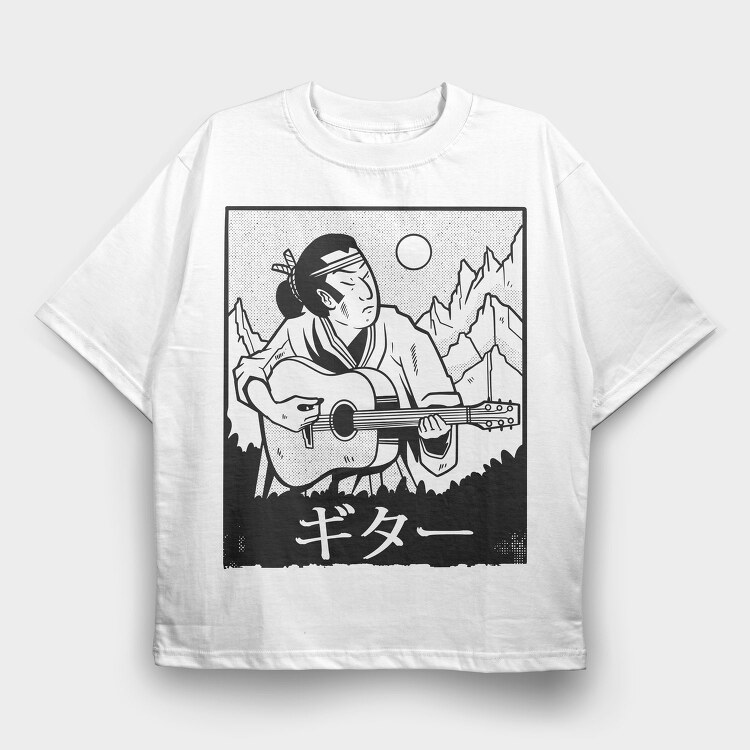 Samurai PlayGuitar, Tricou Oversize Barbati (Unisex)