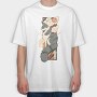 Cat Sunset Japanese Traditional, Tricou Oversize Barbati (Unisex)