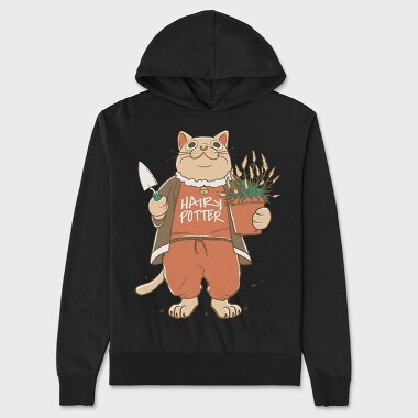 Cat With Plant Pottery, Hanorac Oversize Barbati (Unisex)