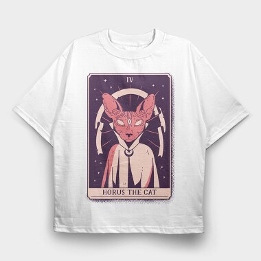 Cat Wizard Mystical Tarot Card Horus The Si, Tricou Oversize Barbati (Unisex)