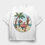 Beach Summer Santa Claus, Tricou Oversize Barbati (Unisex)