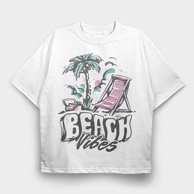 Beach Vibes Summer Vintage Lettering, Tricou Oversize Barbati (Unisex)