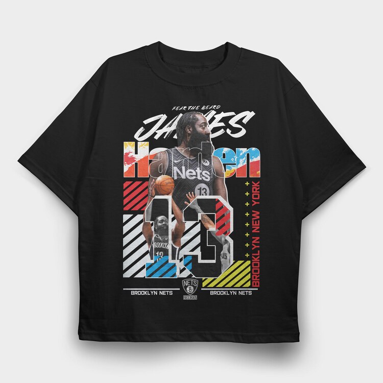 James Harden Nets Design, Tricou Oversize Barbati (Unisex)
