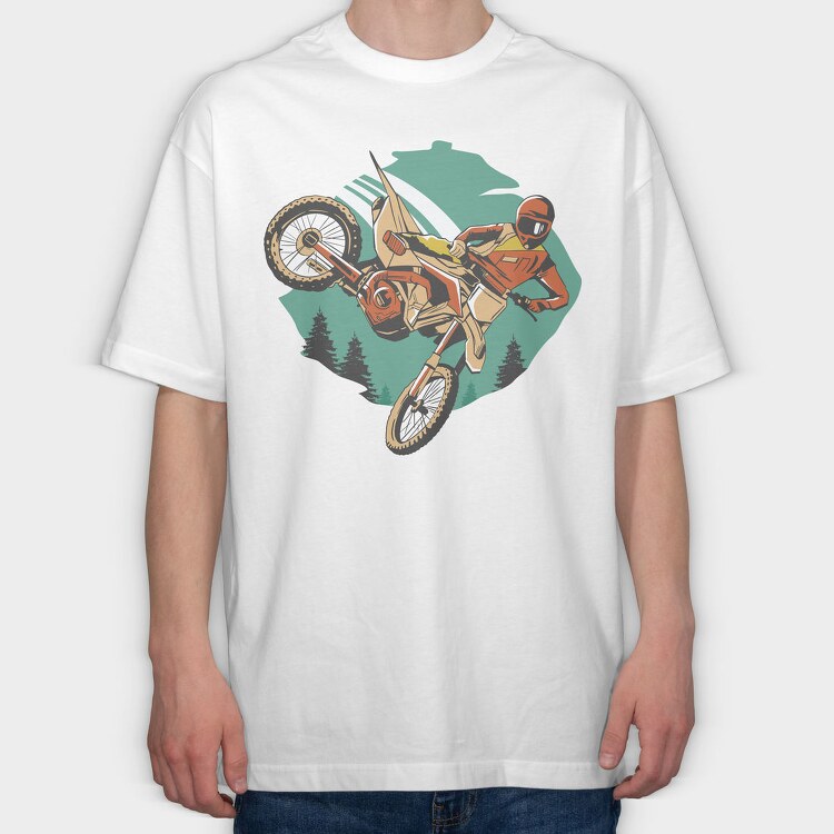 Motorcycle Winter, Tricou Oversize Barbati (Unisex)