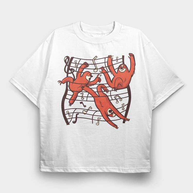 Sheetmusic Sloths, Tricou Oversize Barbati (Unisex)