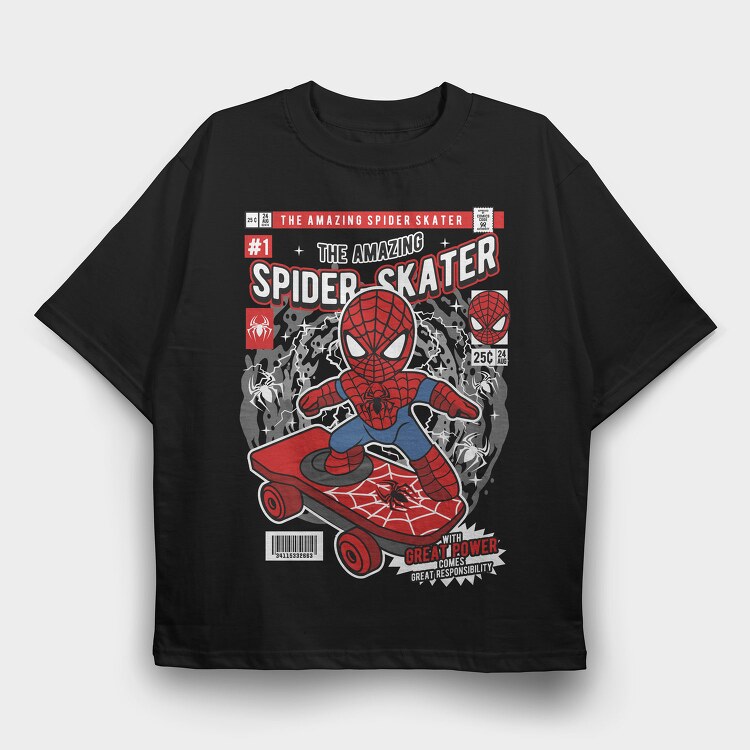 Spiderman Skateboard, Tricou Oversize Barbati (Unisex)