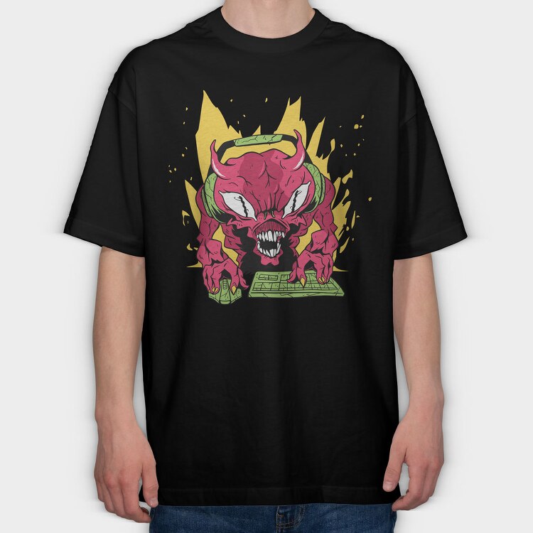 Demon Gamer, Tricou Oversize Barbati (Unisex)