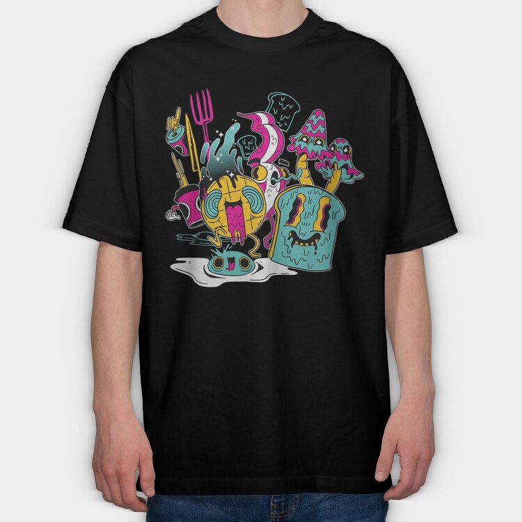 Psychedelic Breakfast, Tricou Oversize Barbati (Unisex)