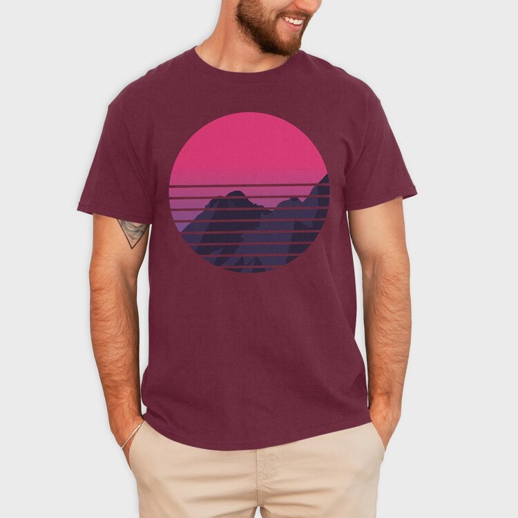 Retro Mountain, Tricou Barbati (Unisex)