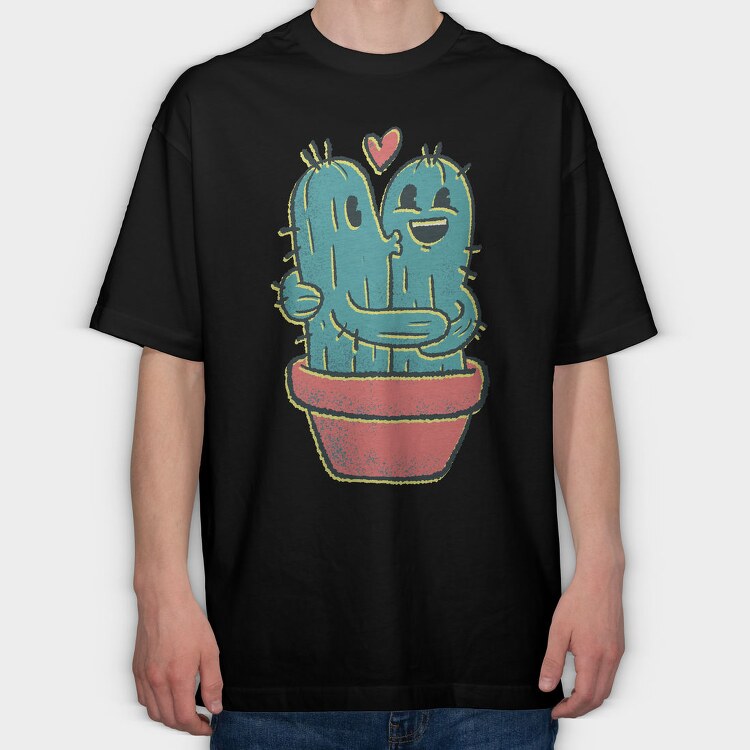 Cactus Couple, Tricou Oversize Barbati (Unisex)