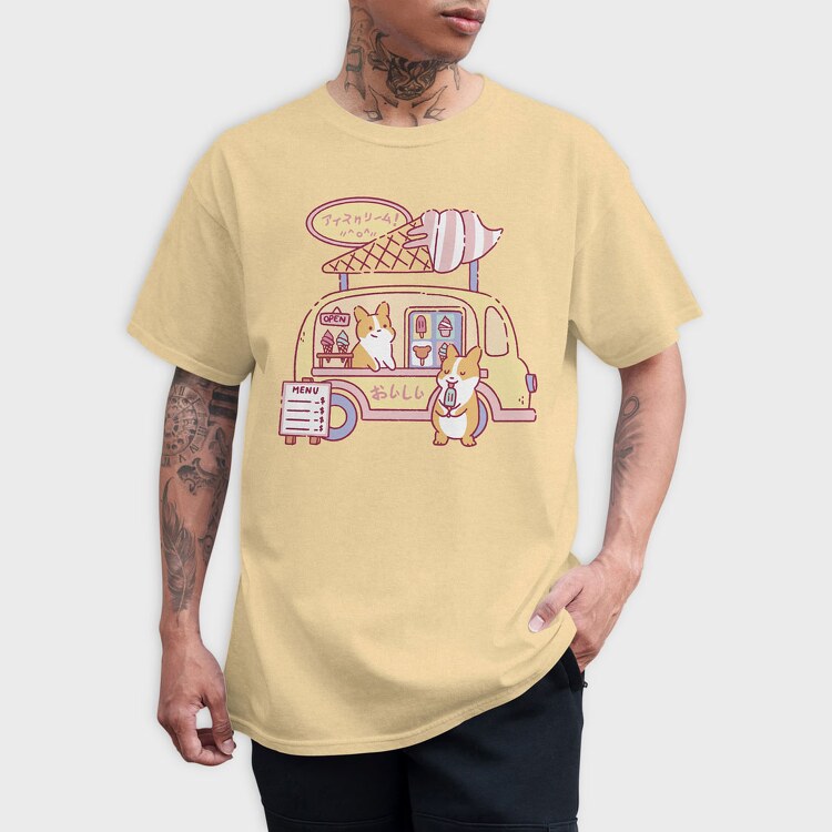 Ice Cream Food Truck Corgis, Tricou Barbati (Unisex)