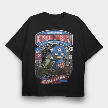 Captain America Motorcycle, Tricou Oversize Barbati (Unisex)