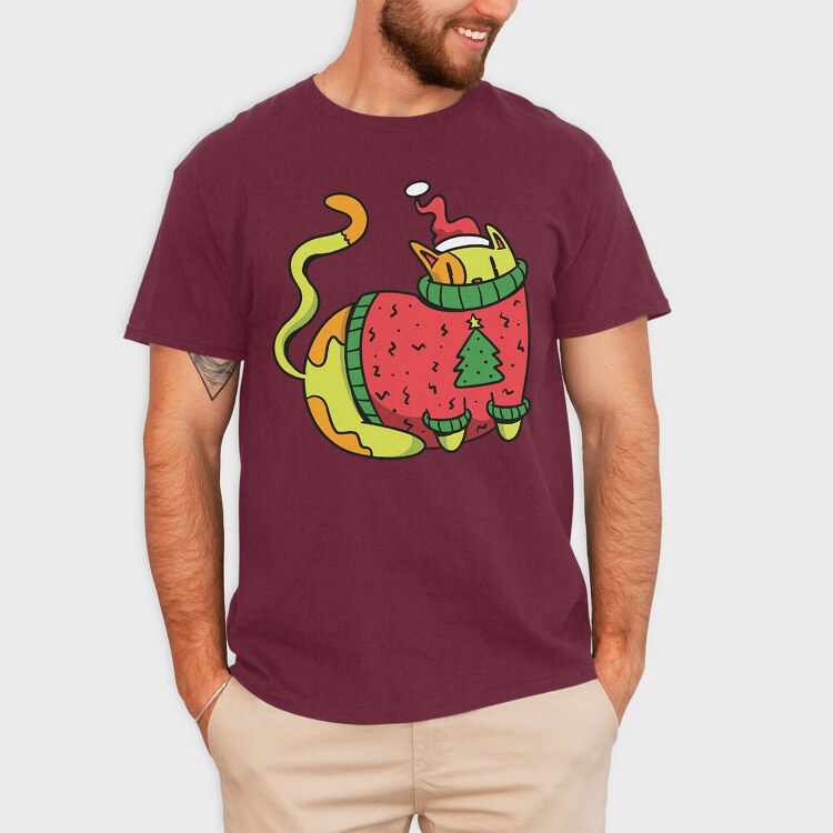 Christmas Cat Sweater, Tricou Barbati (Unisex)