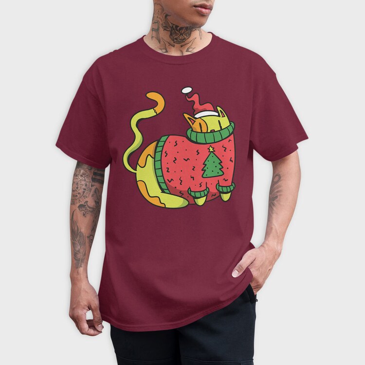 Christmas Cat Sweater, Tricou Barbati (Unisex)