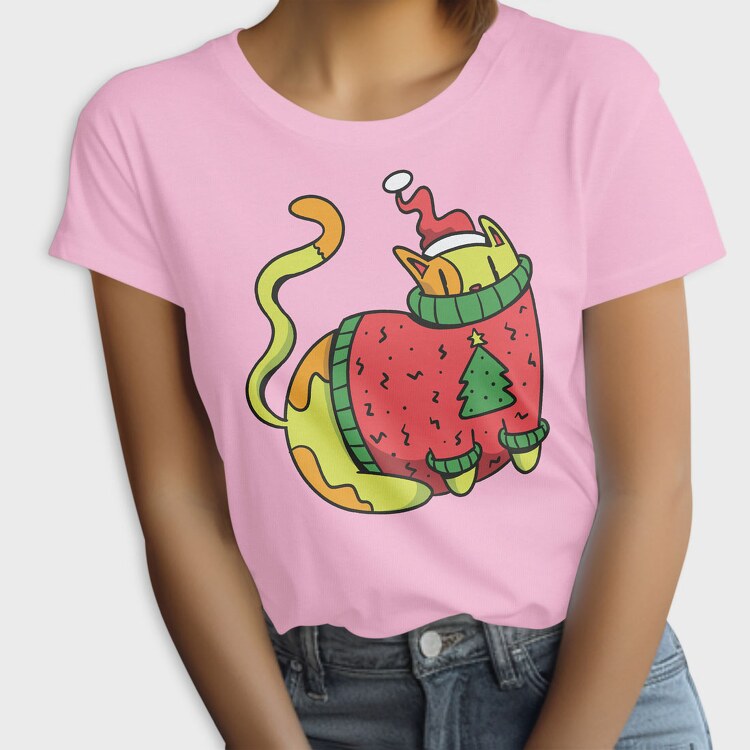 Christmas Cat Sweater, Tricou Femei