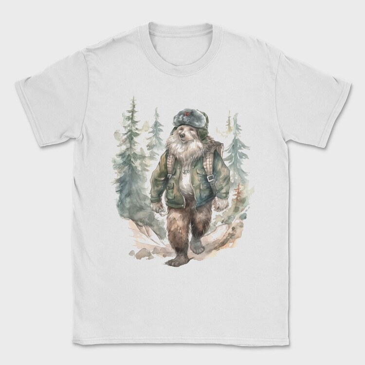 Bear Walking In The Woods Watercolor Forest, Tricou Barbati (Unisex)