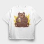 Bear With Beer Beer, Tricou Oversize Barbati (Unisex)