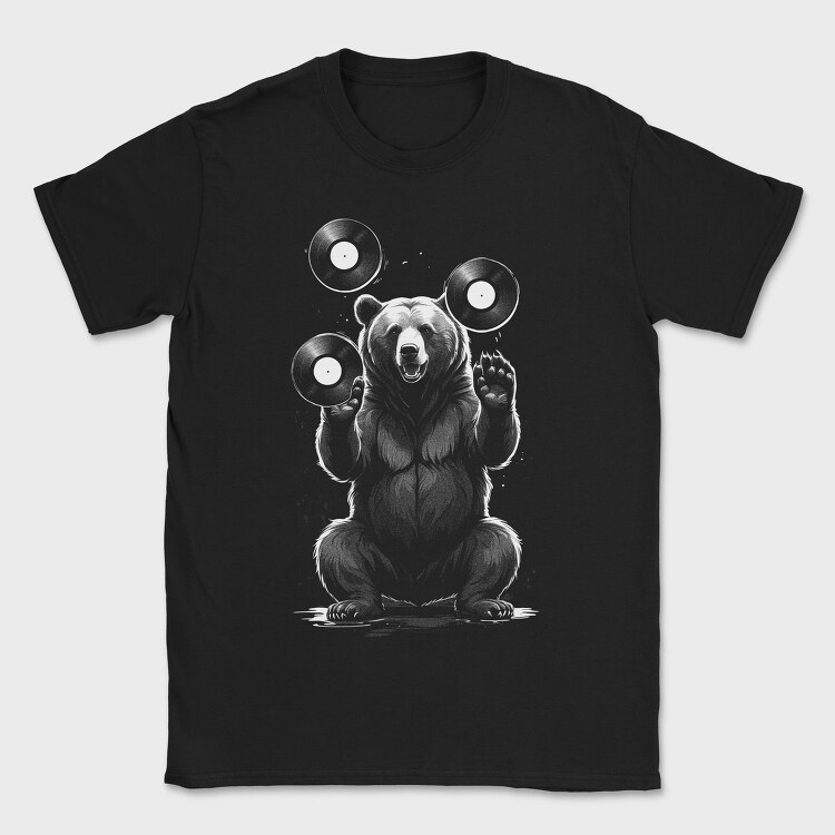 Bear With Vynils, Tricou Barbati (Unisex)
