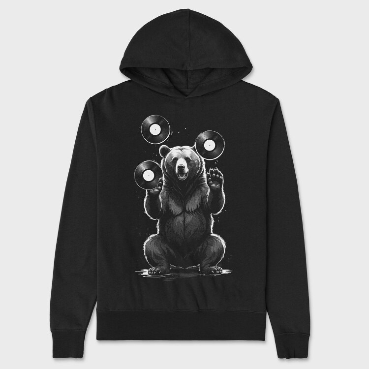 Bear With Vynils, Hanorac Oversize Barbati (Unisex)