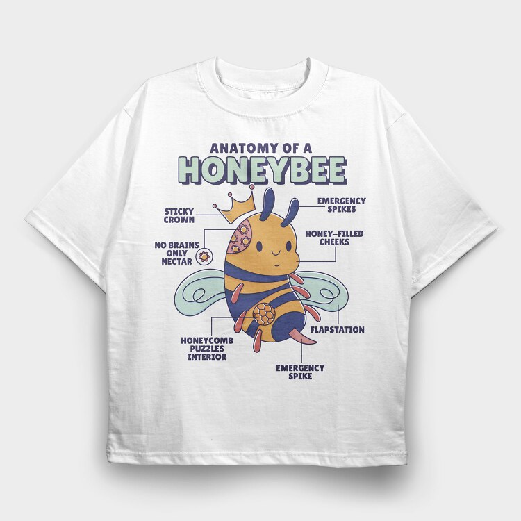 Bee Anatomy, Tricou Oversize Barbati (Unisex)