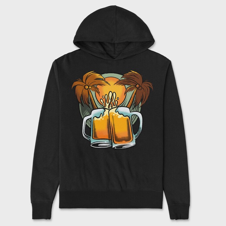 Beer Mugs In Tropical Beach, Hanorac Oversize Barbati (Unisex)