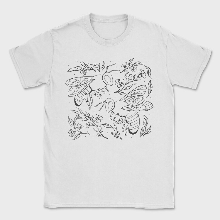 Bees And Plants Flowers, Tricou Barbati (Unisex)